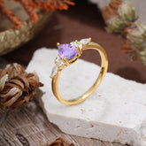 3 Prong Classic Pear Cut Side Stone Amethyst Engagement Ring